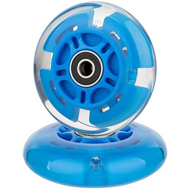AOWISH 2Pack Light Up Scooter Rear Wheels 80mm Flash Flashing Inline Skates Replacement Wheel with Bearings ABEC 9 for Adjustable 3Wheel Kick Scooters Blue