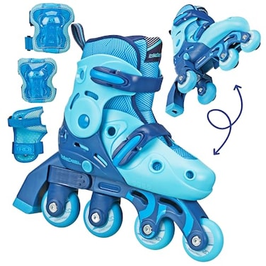 Roller Derby Switch Skates for Beginners 2 in 1 Adjustable Skates Convert from Learn Mode to Inline Skates for Toddlers Kids