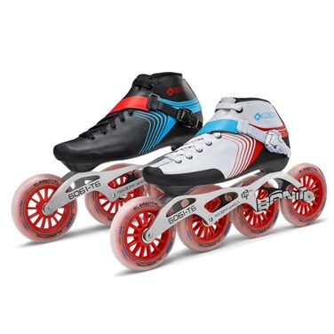 Bont GT4 Inline Speed Skates Carbon Composite Racing Boots 6061 T6 Aluminum Frame Elemental 85A Wheels 100mm 110mm ABEC5 Bearings WhiteRed 35 100mm