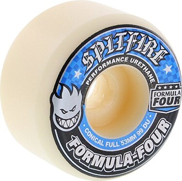 Spitfire Formula 4 99d Conical Full 53mm White WBlue Skateboard Wheels Set of 4