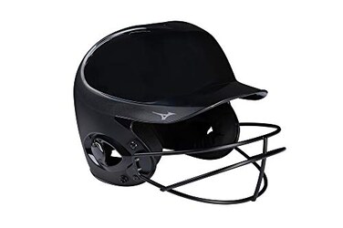 Mizuno MVP Series Solid Batting Helmet with Fastpitch Softball Mask SmallMedium Black