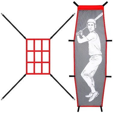 Gsbomzap 2PCS Baseball Softball Pitching Target Dummy Batter Adjustable Baseball Pitching Net Training Aids 9 Hole Strike Zone Attachment Baseball Softball Practice Net for Hitting Accuracy