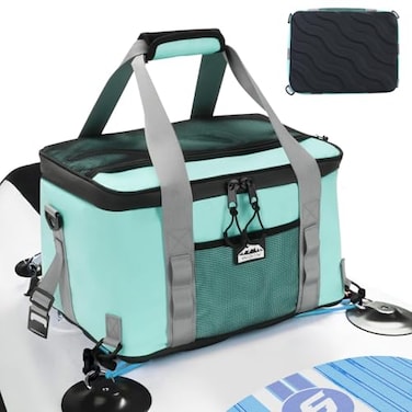 Widitn Waterproof Paddle Board Cooler Hard Bottom Paddleboard Cooler Deck Bag with Adjustable Strap Bottle Opener SUP Kayak Bag Fits 30 Cans for Paddleboarding Kayaking Camping