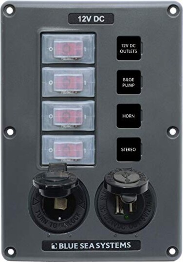 Blue Sea Systems 4321 Circuit Breaker Switch Panel Black Gray