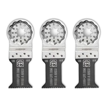 Fein Starlock ECut LongLife Saw Blade Precision Cutting for Wood Drywall Plastics Bimetal with Teeth Set 138 Medium Width 2 Length 3Pack 63502160270