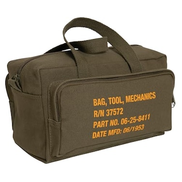 Rothco Mechanics Tool Bag HeavyDuty Canvas Tool Organizer with Zipper Pockets Compact Portable Tool Storage Olive Drab