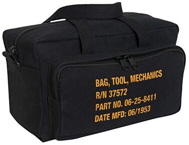 Rothco Mechanics Tool Bag HeavyDuty Canvas Tool Organizer with Zipper Pockets Compact Portable Tool Storage Black
