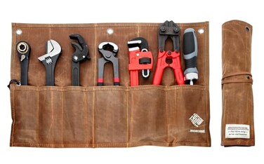 IRONCUBE Tool Organizer Bag 6 Pockets Wax Canvas Weatherproof RollUp Pouch for Hand Tools