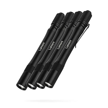 LUMORE Pocket Light 4Pack 100 Lumens Each 2 Hour Run Time Battery Powered Handheld Flashlight Durable Waterproof Perfect for Everyday Carry Includes 2X AA Batteries