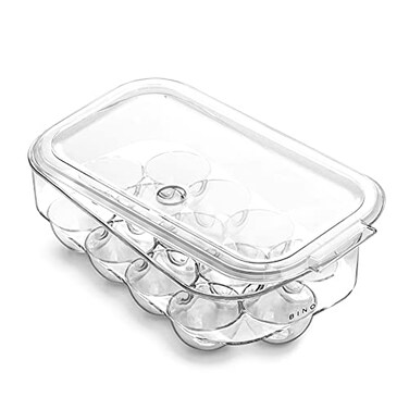 BINO Plastic Egg Container for Refrigerator Clear 13 Count Sturdy Durable