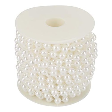 Walfront 10mroll 8mm Cotton Line Artificial Pearl Beads String Chain Garland Flowers Wedding Decoration Craft Pearl StringWhite