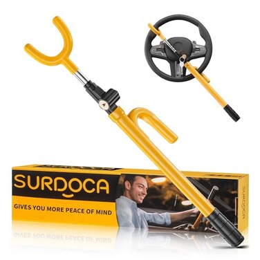 SURDOCA Upgraded Car Steering Wheel Lock AntiTheft Device Steering Wheel Locks for Car SUV Easy Installation Rubber Protection Extendable Universal Security Device