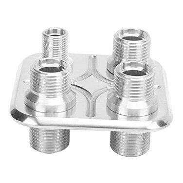 Qiilu AC Bulkhead Car 4Port Air Conditioning BulkheadHeater Bulkhead Hose Fitting Universal Modification Silver