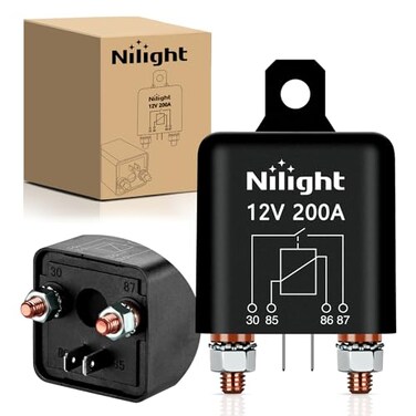 Nilight 200A Starter Relay 4 Pin Split Switch 12V Continuous Heavy Duty SPST High Current Terminal Car On Off Control for Automotive Truck RV Camper