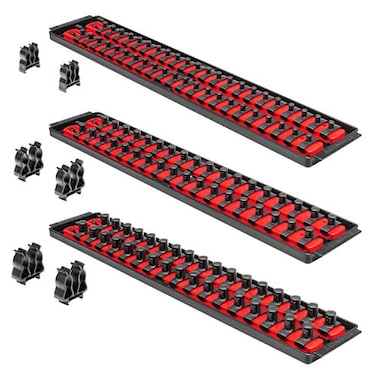 Ernst Manufacturing ERNST Socket Boss Combo 3Pack Tool Organizer with TwistLock Technology Red Model 8510A Secure Storage for Socket Wrench Sets Made in USA
