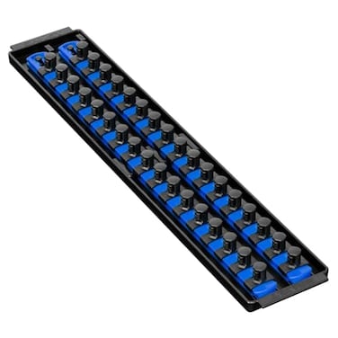 Ernst Manufacturing 19Inch Socket Boss Organizer with TwistLock 2 Rails for 12Inch Drive Sockets Blue Model 8457 Secure and Durable Socket Storage Solution Made in USA