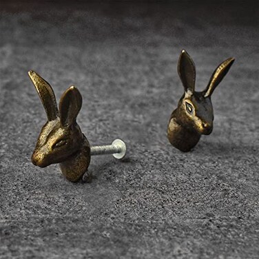 BROOK AND BIRCH Rabbit Dresser Drawer Knobs Animal Cabinet Knobs and Pulls Kids Nursery Drawer Knobs for Kitchen Cabinet Cupboard Wardrobe Set of 4