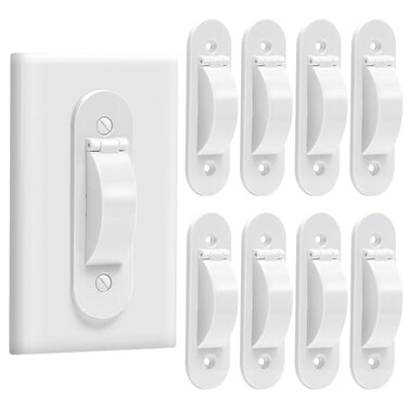 CLYMENE Wall Switch Guard Child Proof Light Switch Cover Guard Toggle Style Light Switch Protection Keep Toggle Switch in On or Off Position 8 Pack White
