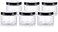 JUVITUS 12 oz Clear PET Plastic Refillable Low Profile Jar with Black Smooth Lids 6 pack