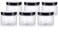 JUVITUS 12 oz Clear PET Plastic Refillable Low Profile Jar with Black Smooth Lids 6 pack