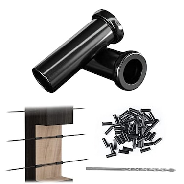 Muzata 50 Pack 18 Black Cable Railing Protector Sleeves T316 Stainless Steel Protective Sleeves Deck Cable Railing Hardware Kit for Wood Posts CR13
