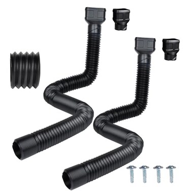 Prestantious 7ft Long Gutter Downspout Extensions 31 OD Gutter Downspout Extender Pipe for 23 Downspout and 34Downspout Flexible Pipe Stretched Length 7ft Black2Pack