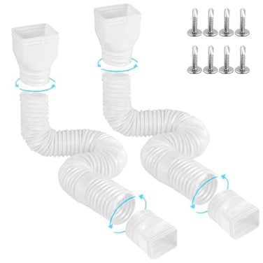 Gutterlix 2 Pack Flexible Gutter Downspout Extensions Extendable from 21 to 67 Downspout Extender Comes with Adapters Thickened Down spout Drain Extension for Rainwater DrainageWhite