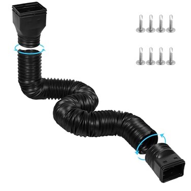 plusgutter 115ft Long Gutter Downspout Extensions Flexible 4 Diameter Drain Downspout Extender Down Spout Drain Extender for Rainwater Drainage Extendable from 26ft to 115ftBlack