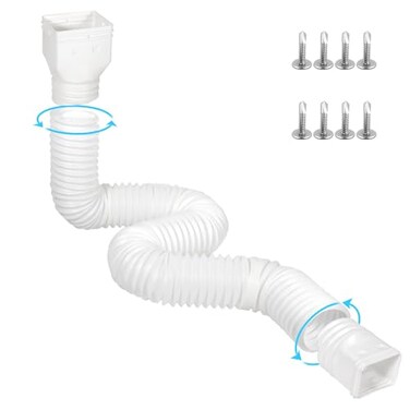 plusgutter 115ft Long Gutter Downspout Extensions Flexible 4 Diameter Drain Downspout Extender Down Spout Drain Extender for Rainwater Drainage Extendable from 26ft to 115ftWhite