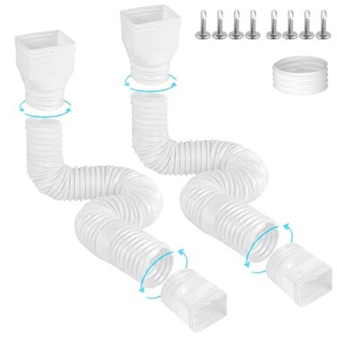 Gutterlix Flexible Gutter Downspout Extensions Connectable Downspout Extender with 58 67 Extendable Pipe Thickened Down spout Drain Extension for Rainwater Drainage2 Pack White