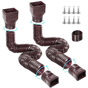 Gutterlix Flexible Gutter Downspout Extensions Connectable Downspout Extender with 58 67 Extendable Pipe Thickened Down spout Drain Extension for Rainwater Drainage2 Pack Brown