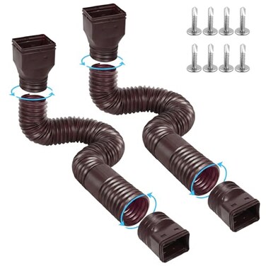Ogutter Rain Gutter Downspout Extensions Downspout Extender for Rainwater Drainage Flexible Down Spout Drain Extension Pipe and Extendable from 21 to 66 Inches 2 Pack Brown