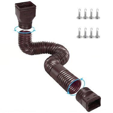Ogutter Rain Gutter Downspout Extensions Downspout Extender for Rainwater Drainage Flexible Down Spout Drain Extension Pipe and Extendable from 21 to 66 Inches Brown