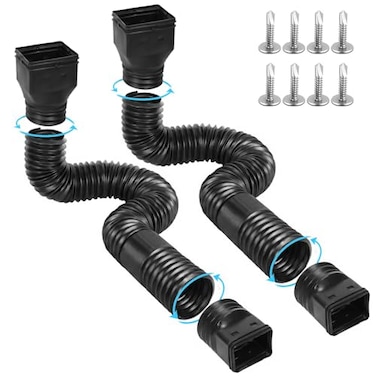 Ogutter Rain Gutter Downspout Extensions Downspout Extender for Rainwater Drainage Flexible Down Spout Drain Extension Pipe and Extendable from 21 to 66 Inches 2 Pack Black