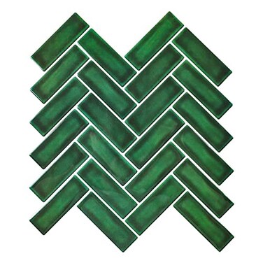 HOMEART Green Peel and Stick Backsplash Herringbone Tile Renter Friendly Backsplash Emerald Green Stick on Backsplash for Kitchen Bathroom 10 Sheets