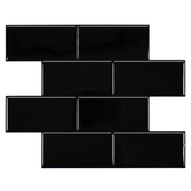 HOMEART Black Peel and Stick Backsplash Subway Tile Self Adhesive Wall Tiles Kitchen Backsplash Stick on Tile 10x 10 10 Sheets