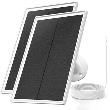OuOudoit Solar Panel Charger for Arlo Essential 2K Outdoor2nd GenEssential XL Camera2nd GenEssential Spotlight 5V 6W Continuously Charging 98ft Cable Weatherproof 2Pack
