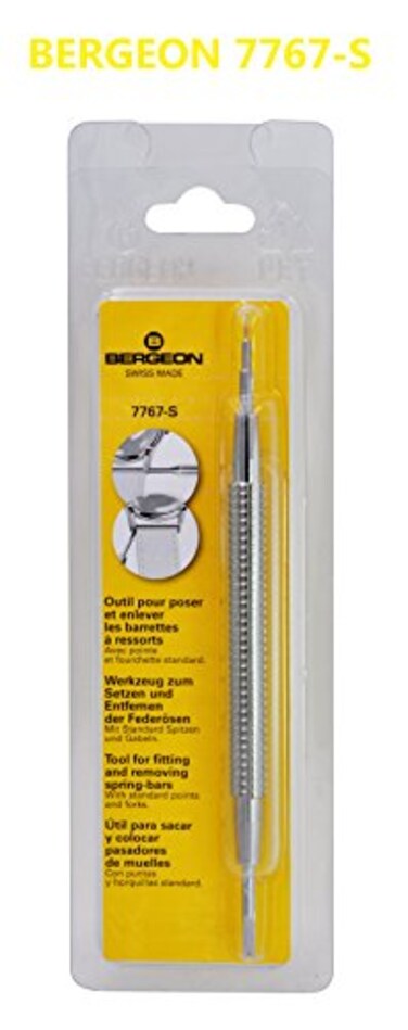 Bergeon 7767S Watch Spring Bar Tool Long Stainless Steel Handle with Replaceable Screw in Fine Strong Tool End