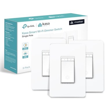 Kasa Smart Kasa Matter Smart Dimmer Switch Voice Control wSiri Alexa Google AssistantUL Timer Schedule Easy Guided InstallNeutral Wire Required Single Pole 24GHz WiFi 3Pack