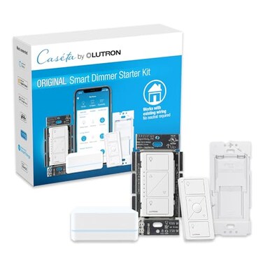 Lutron Caseta Original Smart Dimmer Switch Kit w Hub Pico Remote Wallmount Bracket and Smart Dimmer Switch No Neutral Required Works with Alexa Apple Home Ring Google Home PBDGPKG1WA