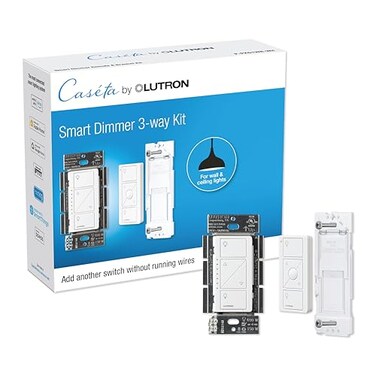 Lutron Caseta 3 Way Smart Dimmer Light Switch Kit Includes Pico Remote Bracket and Smart Dimmer Switch No Neutral Required Works with Alexa Apple Home Ring Google Home PPKG1WBWH White