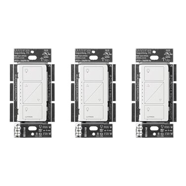 Lutron Caseta Original Smart Dimmer Switch Lutron Smart Hub Required for LED Lights 150 Watt SinglePole3Way No Neutral Required PD6WCLWH3A White 3 Pack