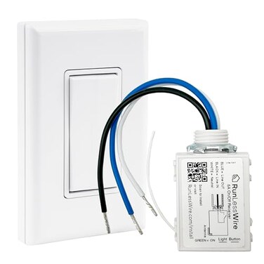 RunLessWire SelfPowered Wireless Light Switch Receiver Kit No Wires Batteries or WiFi Needed for DIY Home Electrical Projects 1 Remote Switch 1 5amp Relay White