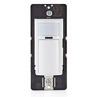 Leviton Motion Sensor Light Switch Motion Activated AutoOnAutoOff or ManualOn 2A No Neutral Wire Required Single Pole DOS02LW White