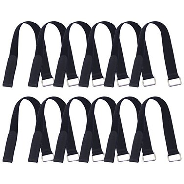 VIGAER 18 inch Extend Cable Strap and Adjustable Securing Strap with Buckle 12 PCS Reusable Hook and Loop Fastening Nylon Cable Tie Wrap
