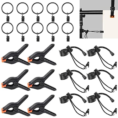 Rustark 22Pcs Backdrop Kit with Clips Clamps Rings Spring Clamps for Photography Video Studio