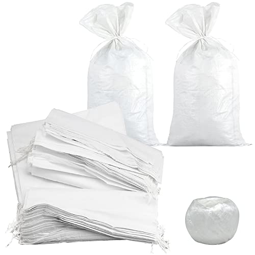 funsuei Funsuei Sand Bags 40 Pack 18 X 30 Inches Woven Polypropylene Sandbags With 20 M Ties Emp 40 PACK