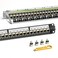 AMPCOM CAT6 Keystone Patch Panel 24Port 1U with 10G Shielded Ethernet Inline Coupler 19 Inch Rackmount Wall Mount with Rear Support Bar