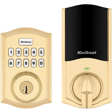 Kwikset HomeConnect 620 ZWave Long Range Enabled Keypad Smart Lock Convenient Keyless Entry Customizable User Codes Ring Alarm Compatible Hub Required Sold Separately Polished Brass Traditional