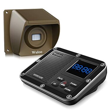Wuloo Wireless Driveway Alarm 1800 Feet Long Range Motion Sensor Alert System Driveway Detector for Home with 1800mAh Rechargeable Battery 11Brown